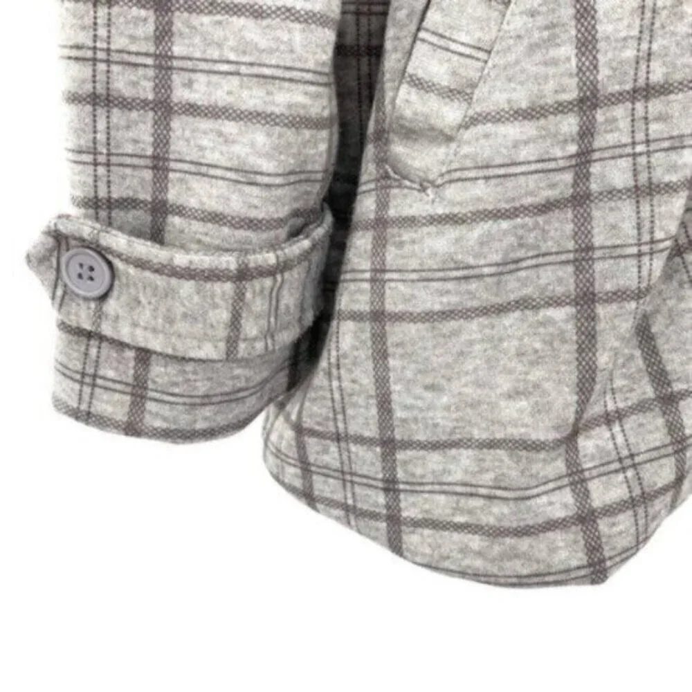 Me Jane Mini Grey Plaid Toggle Pea Coat